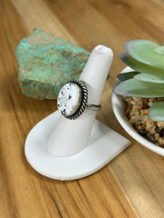 White Buffalo Oval Ring