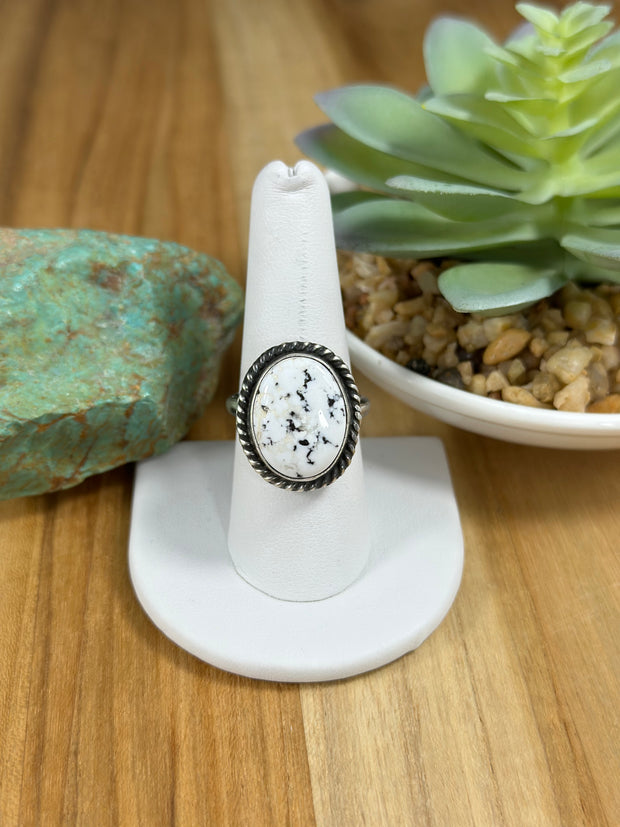 White Buffalo Oval Ring