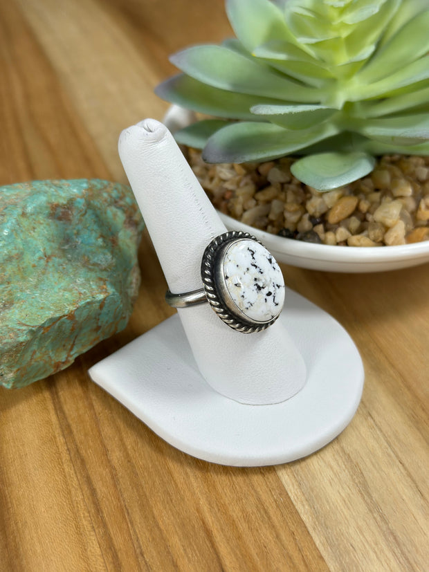 White Buffalo Oval Ring