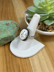 White Buffalo Oval Ring