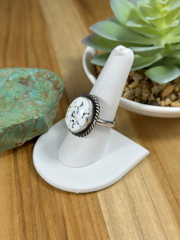 White Buffalo Oval Ring