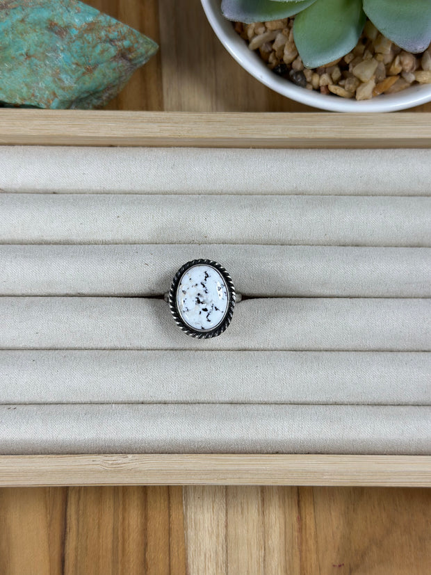 White Buffalo Oval Ring
