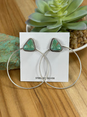 Kingman Turquoise Tringle Hoop Earrings