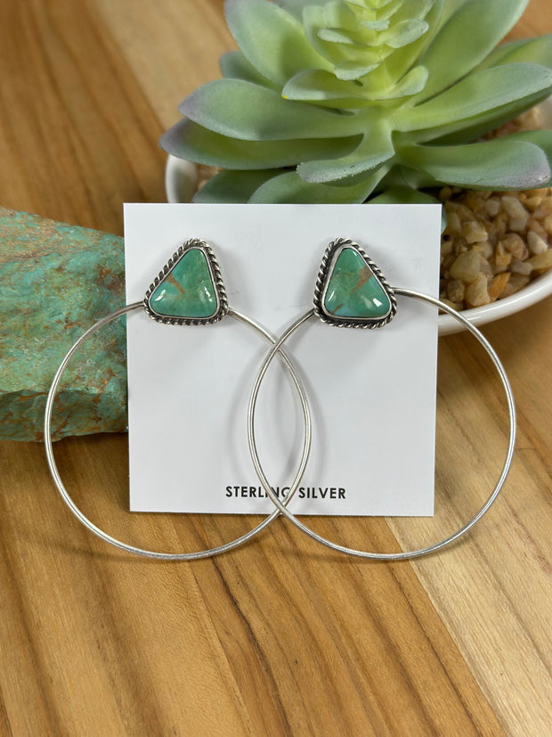 Kingman Turquoise Tringle Hoop Earrings