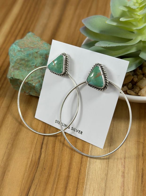 Kingman Turquoise Tringle Hoop Earrings