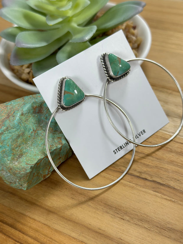 Kingman Turquoise Tringle Hoop Earrings