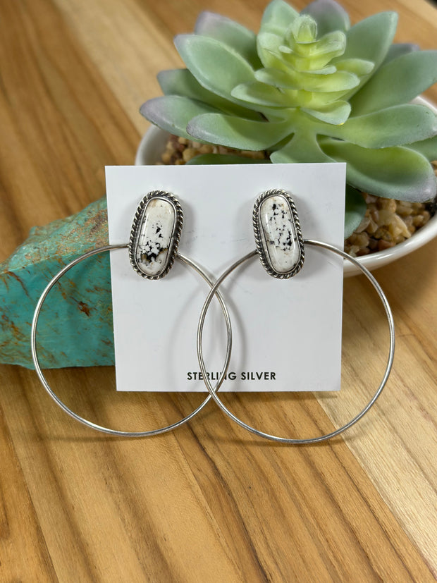 White Buffalo Hoop Earrings