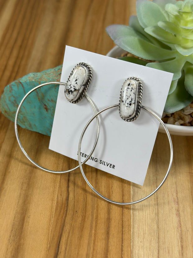 White Buffalo Hoop Earrings
