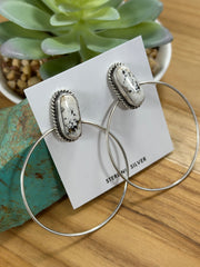 White Buffalo Hoop Earrings