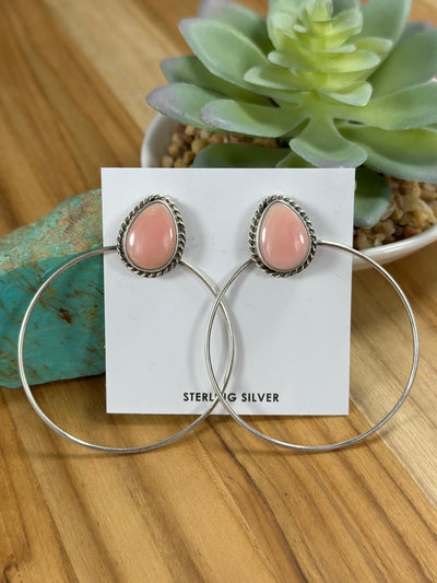 Pink Conch Hoop Earrings