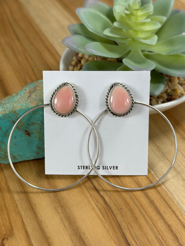 Pink Conch Hoop Earrings