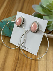 Pink Conch Hoop Earrings