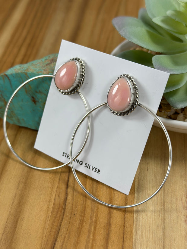 Pink Conch Hoop Earrings