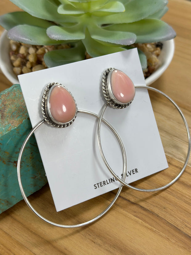Pink Conch Hoop Earrings