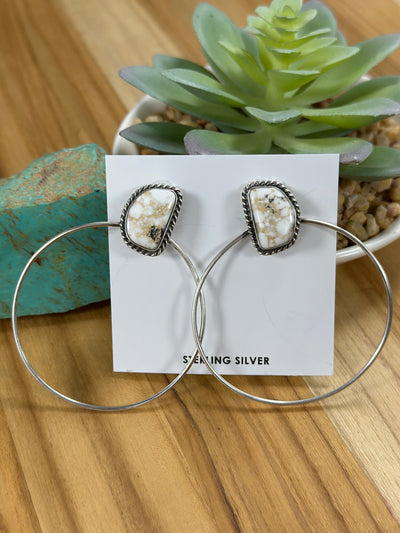 White Buffalo Hoop Earrings