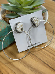 White Buffalo Hoop Earrings