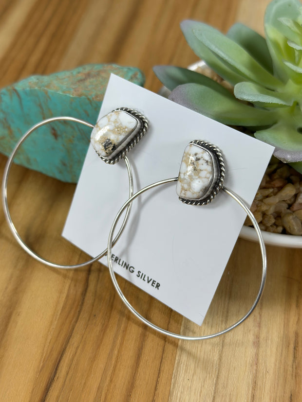 White Buffalo Hoop Earrings