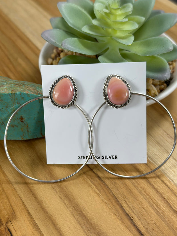Pink Conch Hoop Earrings