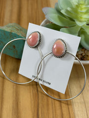 Pink Conch Hoop Earrings