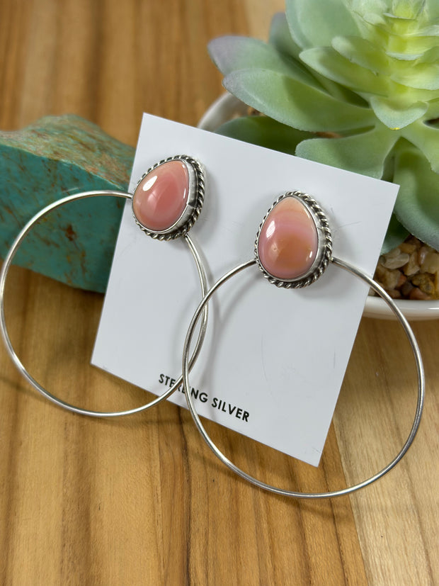 Pink Conch Hoop Earrings