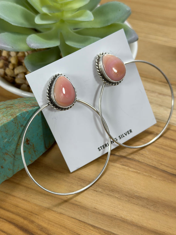 Pink Conch Hoop Earrings