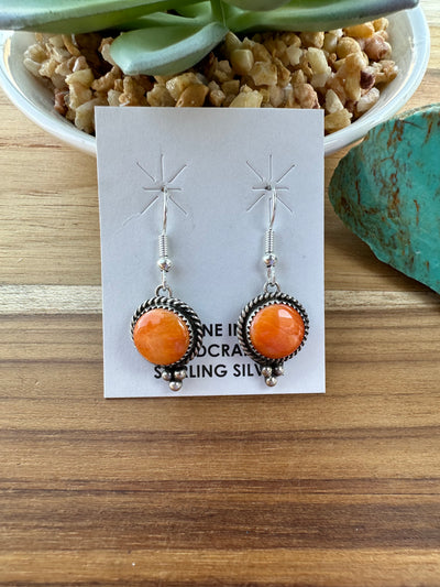 Orange Spiny Dangle Earrings