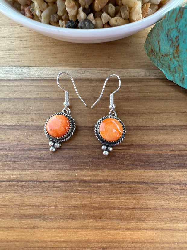 Orange Spiny Dangle Earrings