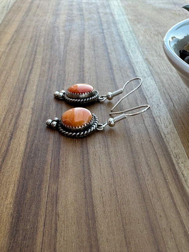 Orange Spiny Dangle Earrings