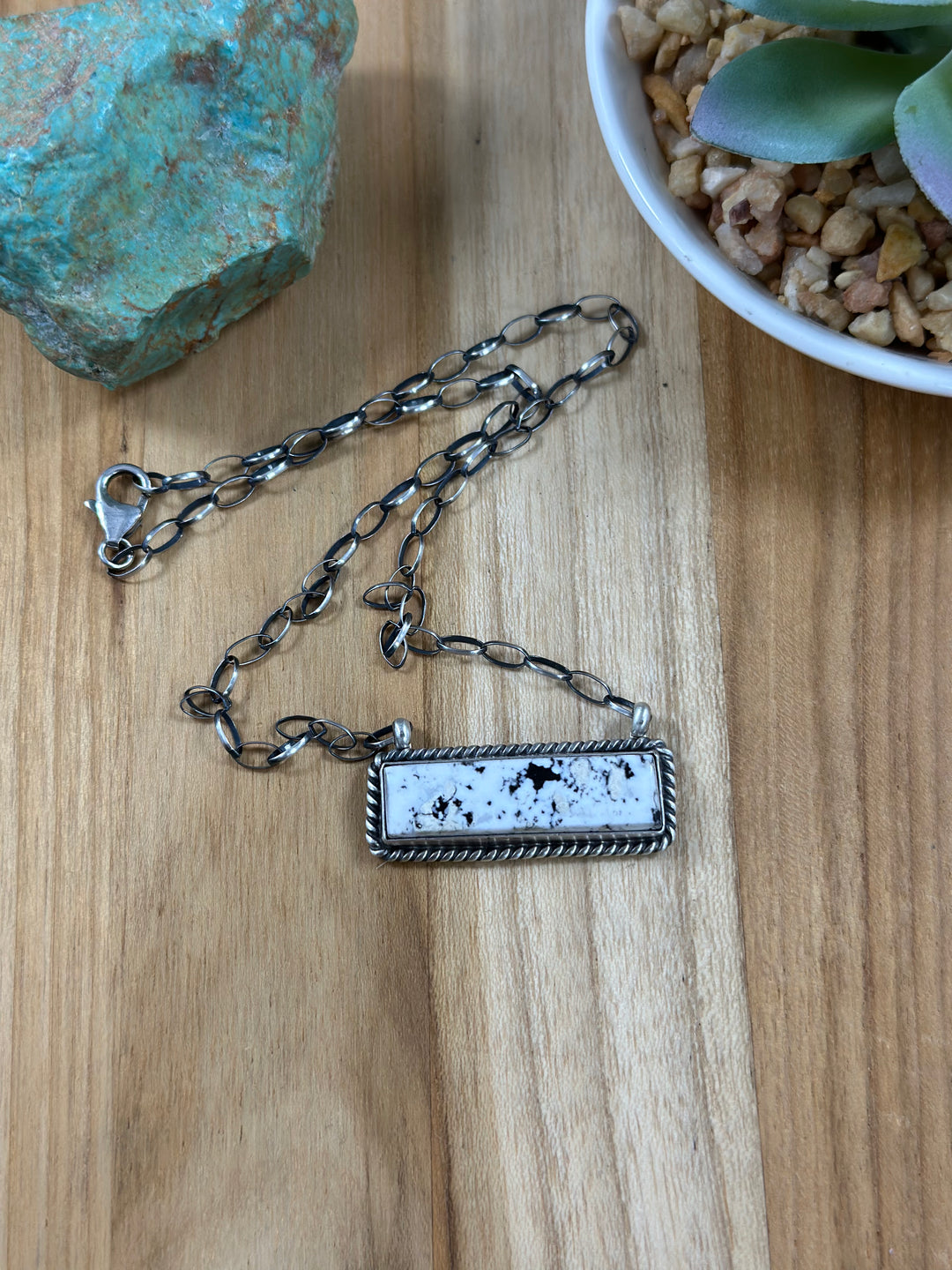 White Buffalo Bar Necklace – Turquoise Texas