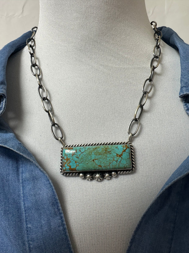 Unisex Kingman Turquoise XL Bar Necklace