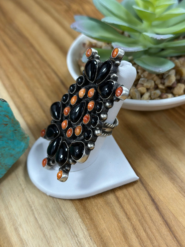 Black Onyx & Spiny Oyster Ring