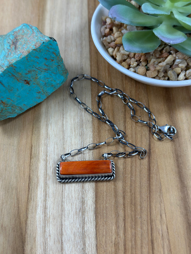 Orange Spiny Bar Necklace