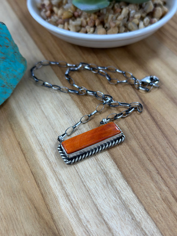 Orange Spiny Bar Necklace