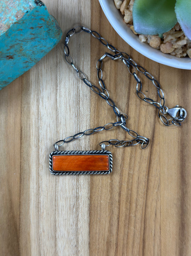 Orange Spiny Bar Necklace