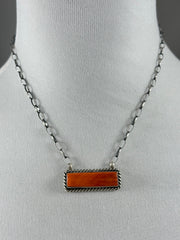 Orange Spiny Bar Necklace