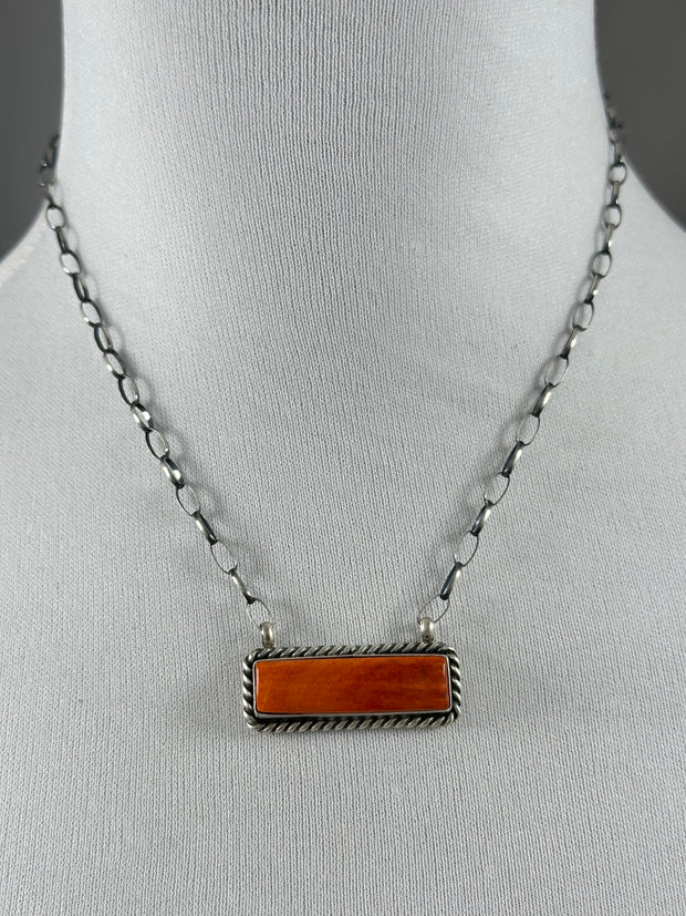 Orange Spiny Bar Necklace