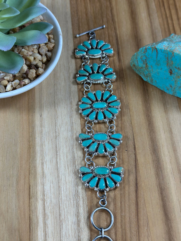 Kingman Turquoise Cluster Bracelet