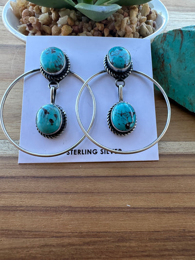 Kingman Turquoise Hoop Earrings