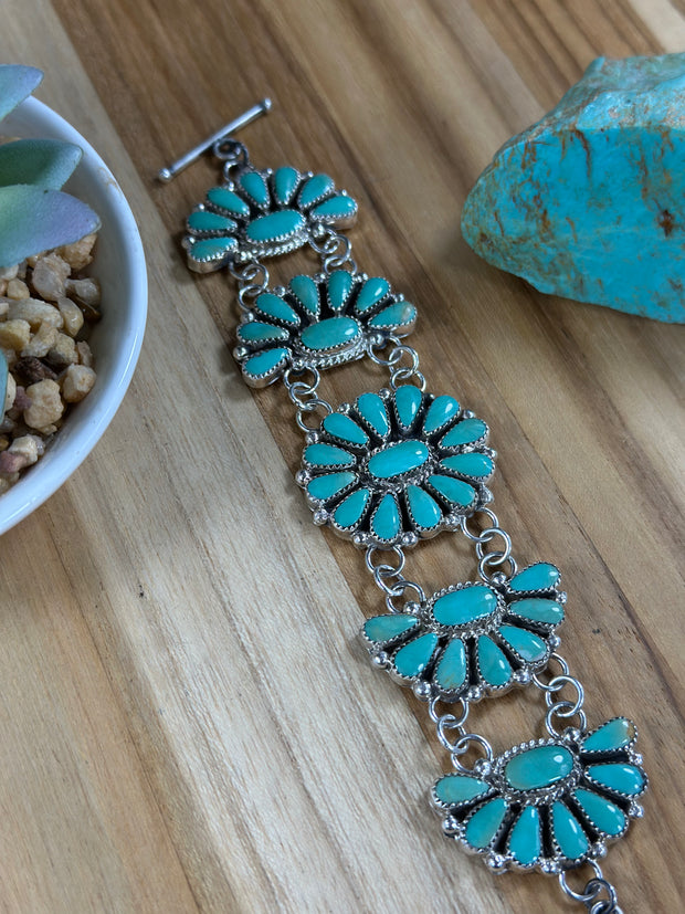 Kingman Turquoise Cluster Bracelet