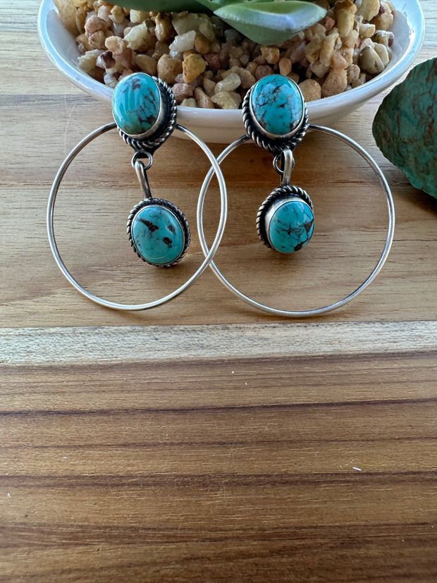 Kingman Turquoise Hoop Earrings