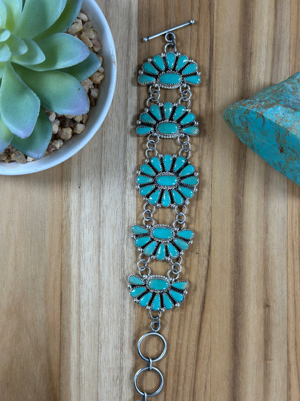 Kingman Turquoise Cluster Bracelet