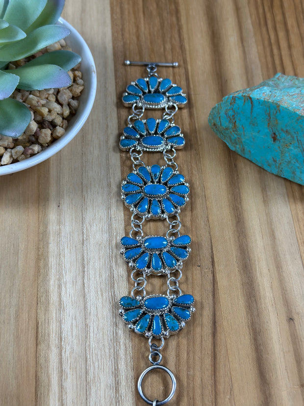 Kingman Turquoise Cluster Bracelet