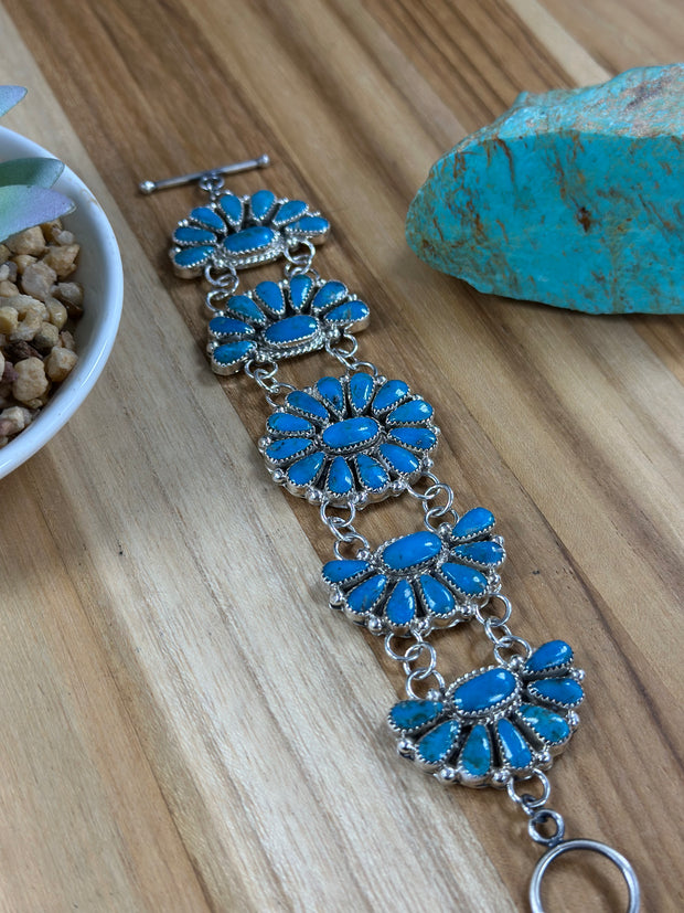 Kingman Turquoise Cluster Bracelet