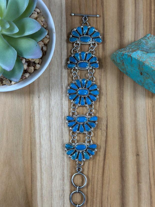 Kingman Turquoise Cluster Bracelet