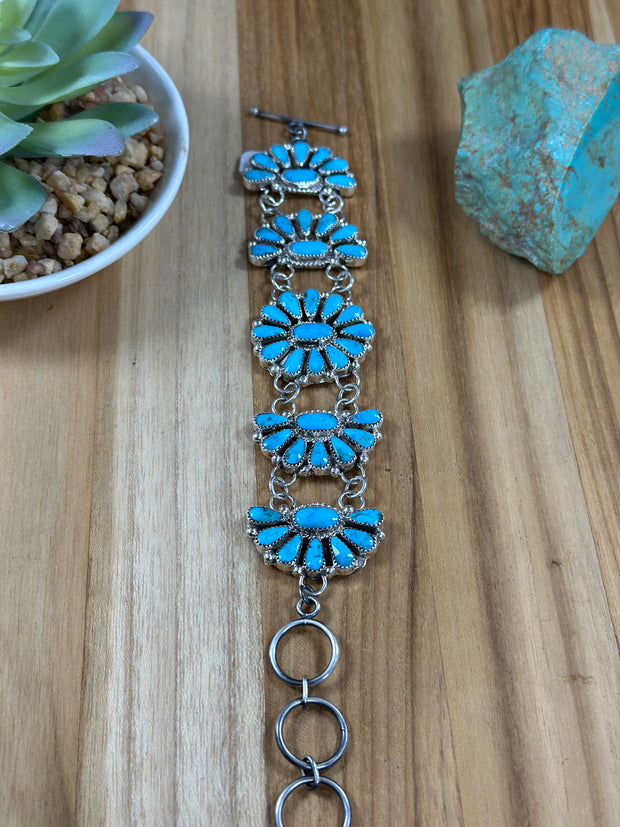 Kingman Turquoise Cluster Bracelet
