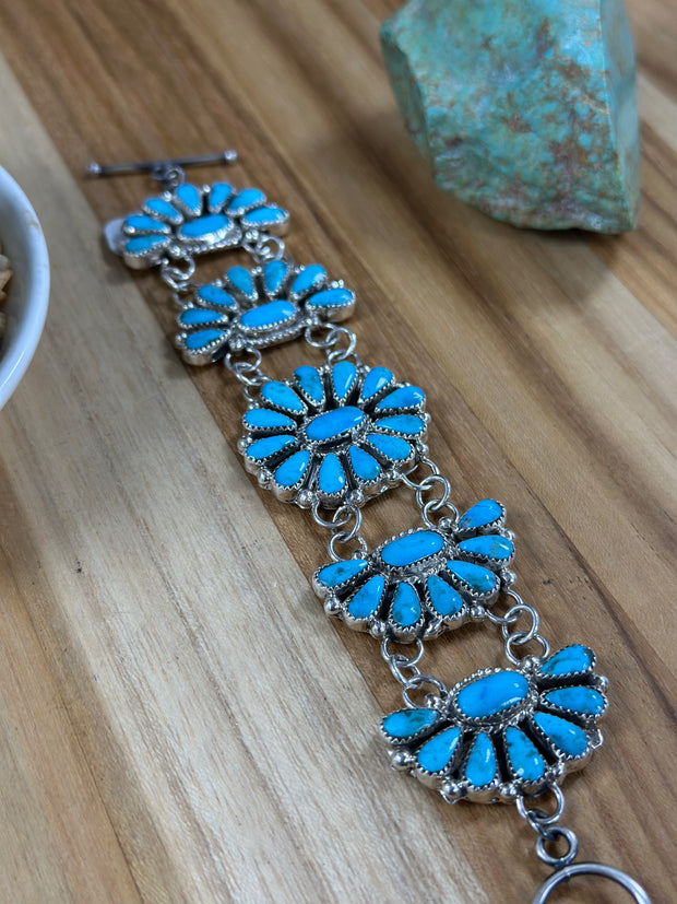 Kingman Turquoise Cluster Bracelet