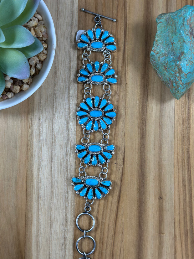 Kingman Turquoise Cluster Bracelet