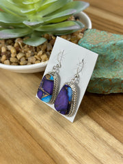 Lavender Dahlia Dangle Earrings