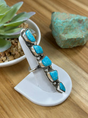 5 Stone Kingman Turquoise Adjustable Ring