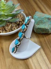 5 Stone Kingman Turquoise Adjustable Ring